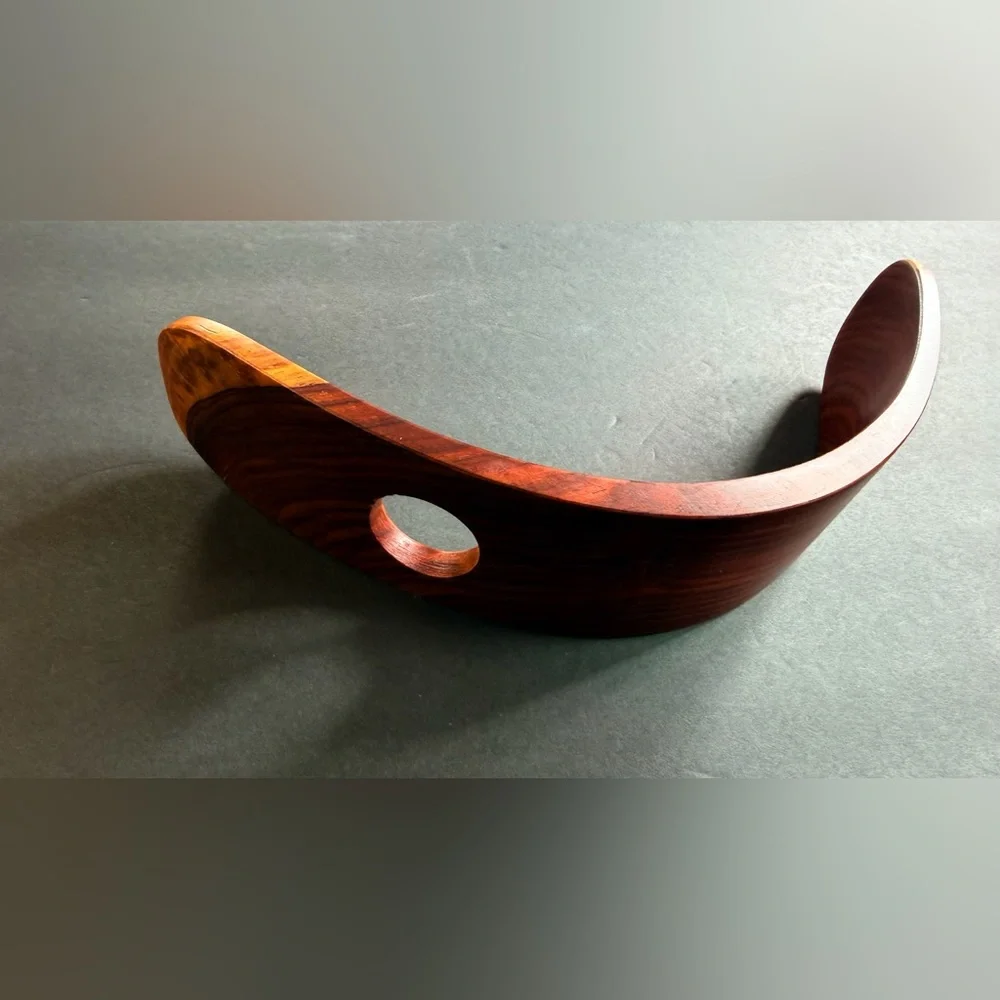 Exotic Wood Balance Wine Bottle Holder Two-Tone Burl Cocobolo Style Handmade